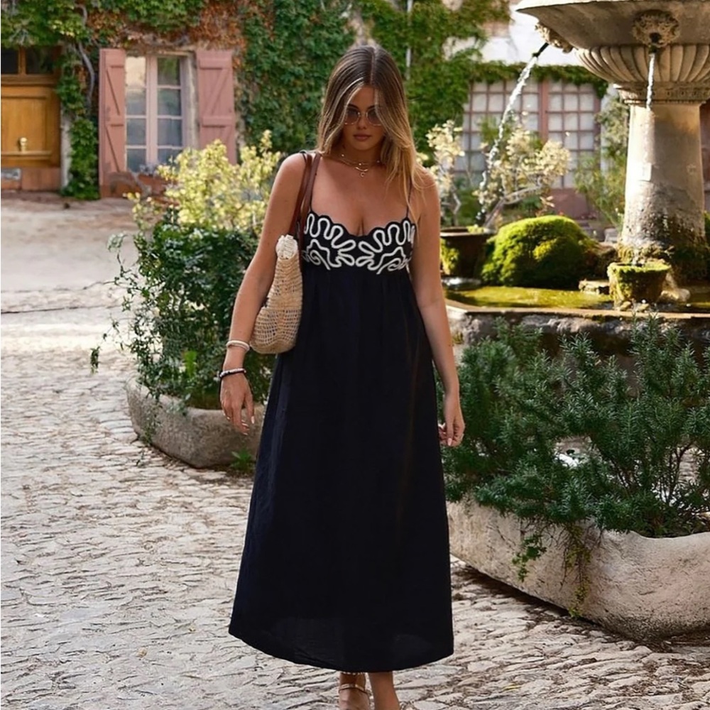 Commense Embroidered Spaghetti Strap Dress